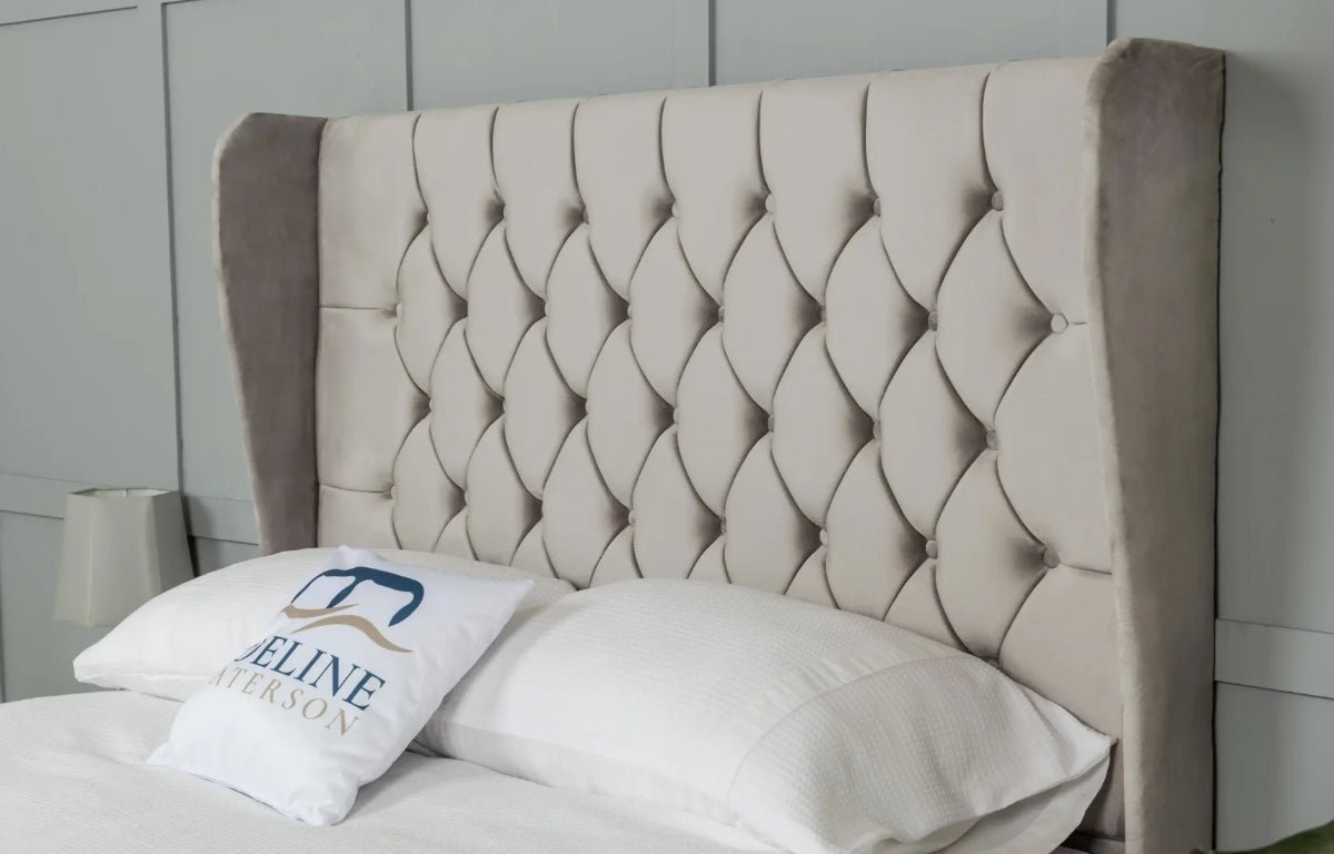 Headboards UK floor-standing headboard in tufted velvet for luxury bedrooms