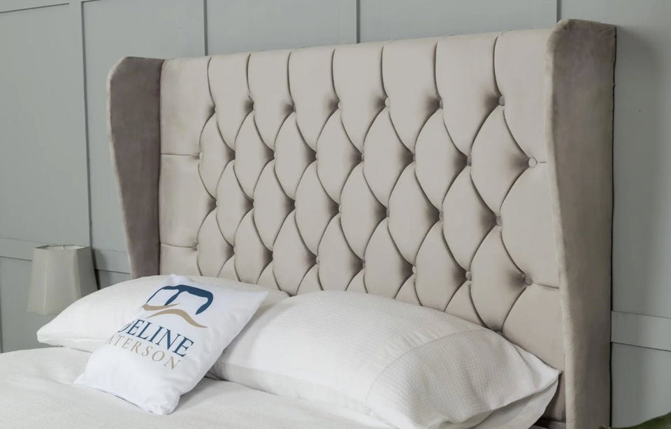 Headboards UK floor-standing headboard in tufted velvet for luxury bedrooms