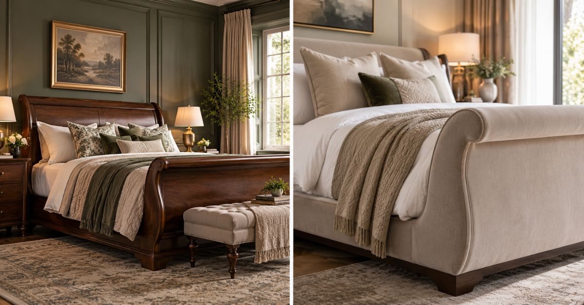 The Design History Behind the Elegant Sleigh Bed Shape - Adeline Waterson