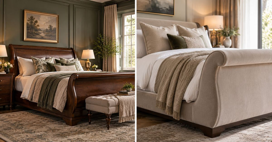 The Design History Behind the Elegant Sleigh Bed Shape - Adeline Waterson