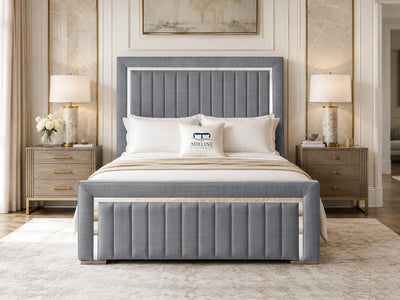 Cheshire Metallic Frame Vertical Channel Upholstered Bed