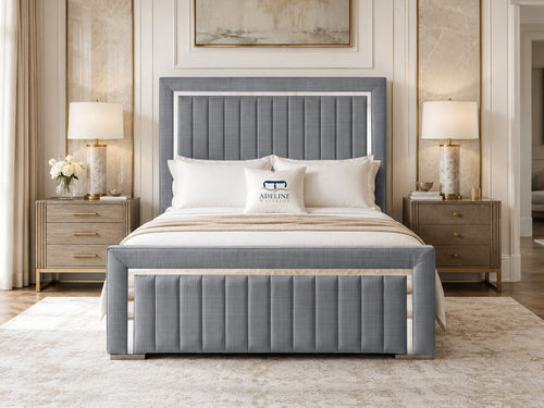 Cheshire Metallic Frame Vertical Channel Upholstered Bed