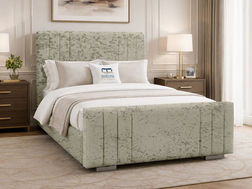 Raymond Vertical Channel Wingback Upholstered Bed Set with Floor Standing Headboard, Footboard & Storage Upgrade Option