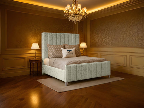Richmond Vertical Channel Wingback Upholstered Bed Set with Floor Standing Headboard, Footboard & Storage Upgrade Option
