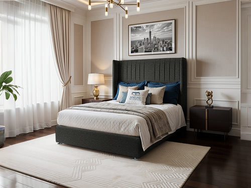 Bridgend Vertical Channel Divan Bed Set with Storage Drawers, Floor Standing Headboard & Footboard