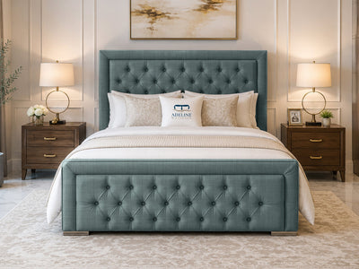 Hilton Button-Tufted Wingback Upholstered Bed