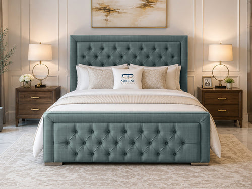 Hilton Button-Tufted Wingback Upholstered Bed