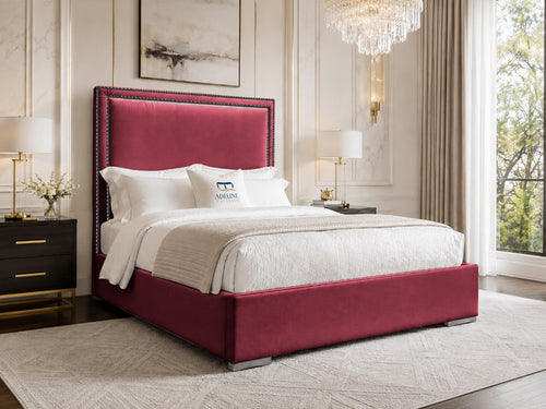 Bumper Beading Panel Upholstered Bed Set with Floor Standing Headboard, Footboard & Storage Upgrade Option
