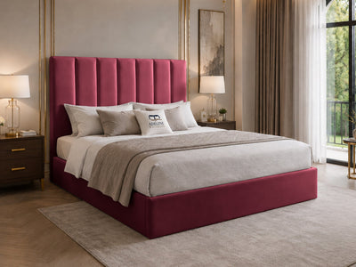 Sarah Vertical Channel Wingback Upholstered Bed