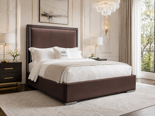 Bumper Beading Panel Upholstered Bed Set with Floor Standing Headboard, Footboard & Storage Upgrade Option