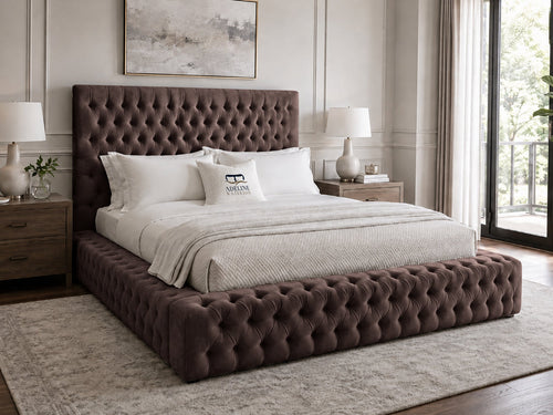 Knightsbridge Button-Tufted Wingback Upholstered Bed