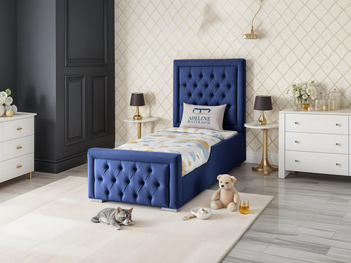Noha Button-Tufted Kids Upholstered Bed Set with Floor Standing Headboard & Footboard