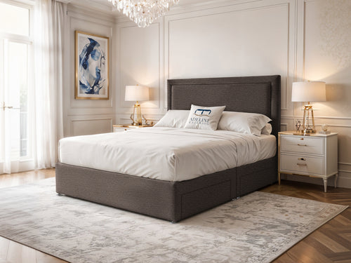 Belgravia Bordered Wingback Divan Bed Set with Storage Drawers, Floor Standing Headboard & Footboard