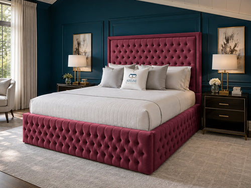 Alderton Chesterfield Upholstered Bed Set with Floor Standing Headboard, Footboard & Storage Upgrade Option