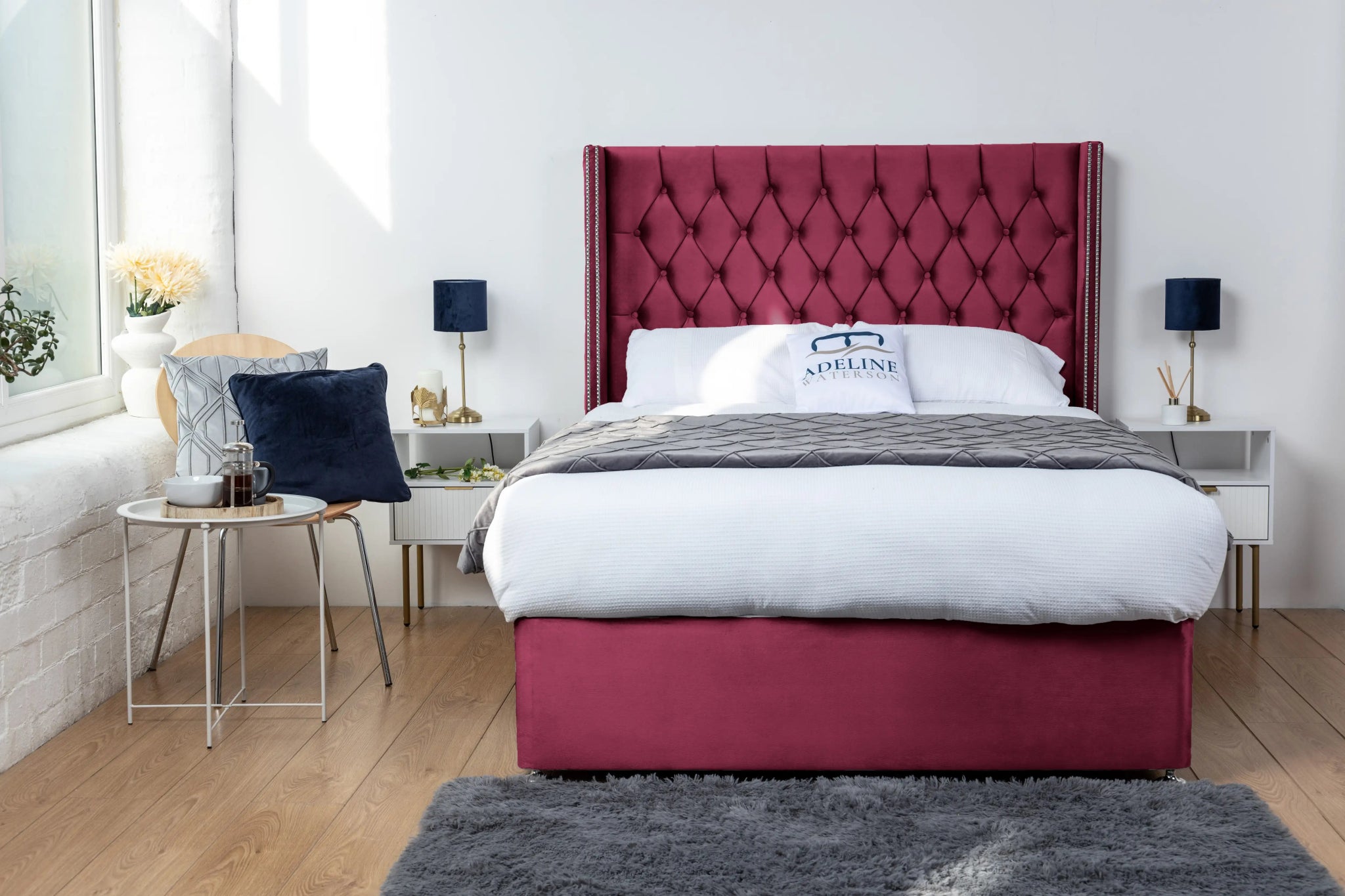 Ashburn Divan Bed - Charcoal Chenile - Adeline Waterson