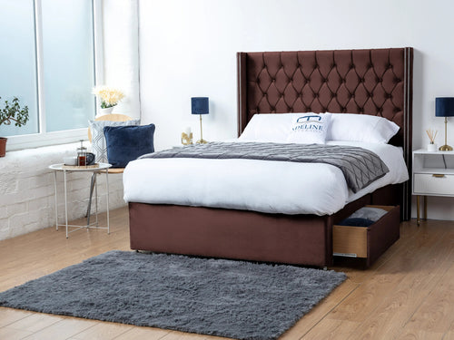 Ashburn Button-Tufted Divan Bed Set with Storage Drawers, Floor Standing Headboard & Footboard