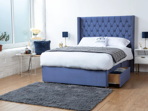 Ashburn Button-Tufted Divan Bed Set with Storage Drawers, Floor Standing Headboard & Footboard