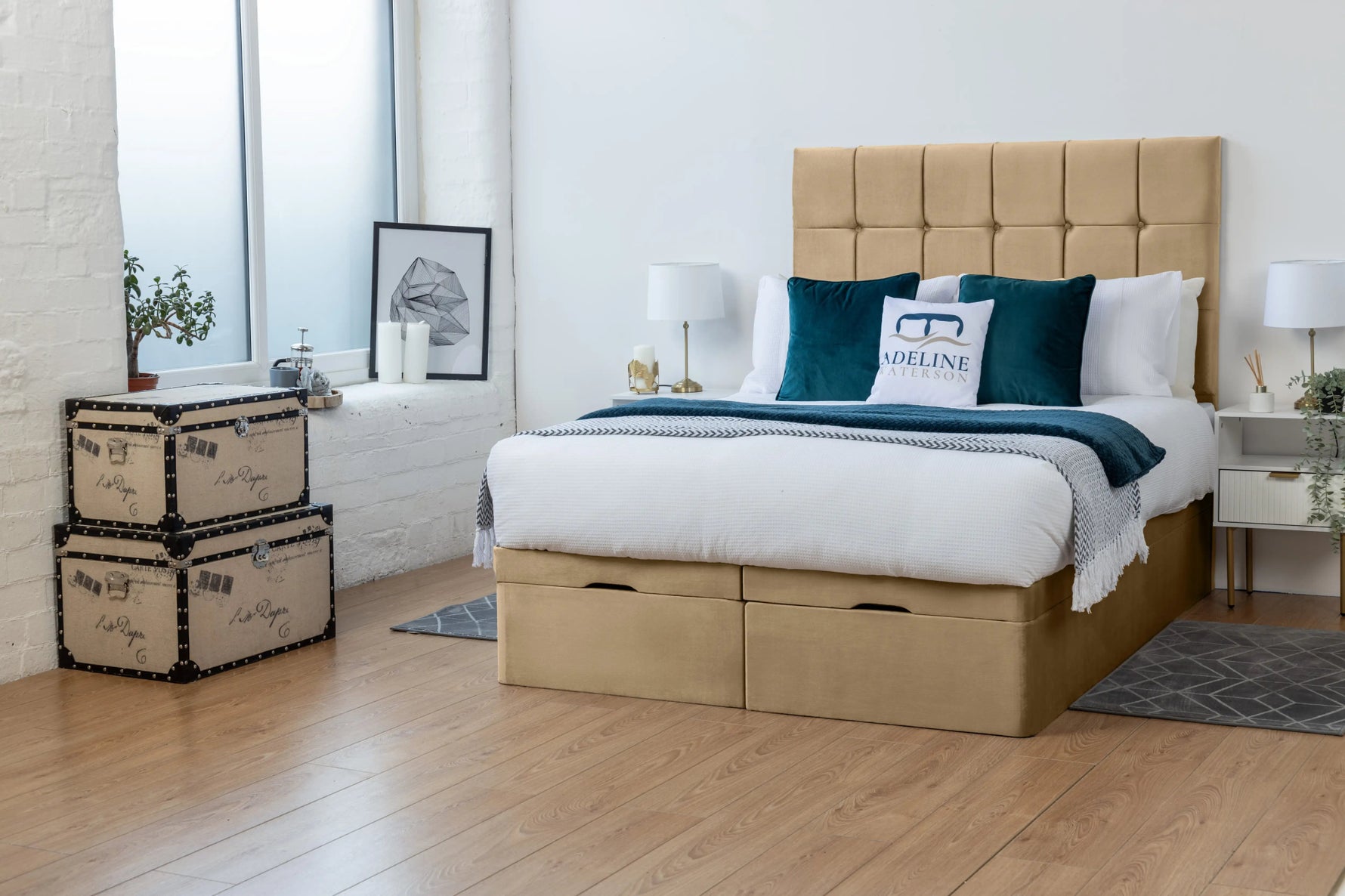 Ashland Ottoman Storage Bed - Silver Chenile - Adeline Waterson