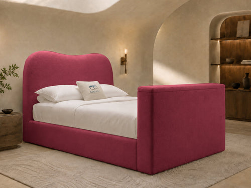 Aura Curve Storage TV Bed Set with End Lift – 48" Floor Standing Headboard