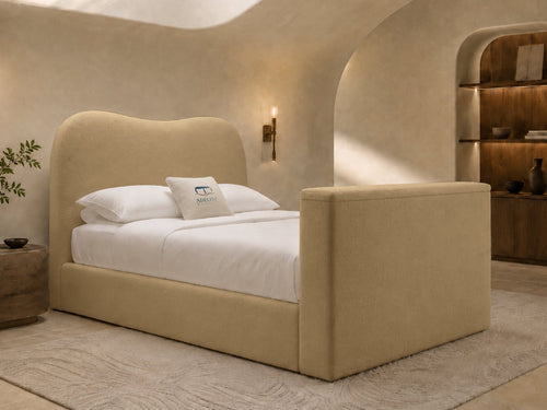 Aura Curve Storage TV Bed Set with End Lift – 48" Floor Standing Headboard