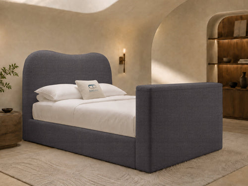 Aura Curve Storage TV Bed Set with End Lift – 48" Floor Standing Headboard