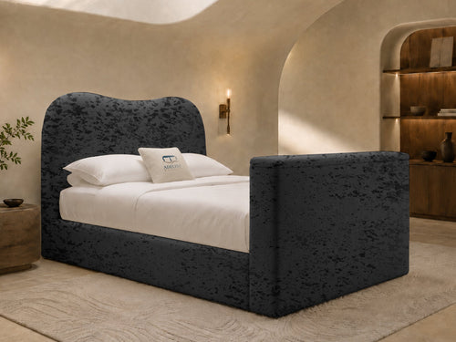Aura Curve Storage TV Bed Set with End Lift – 54" Floor Standing Headboard