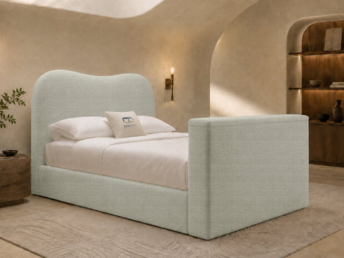 Aura Curve Storage TV Bed Set with End Lift – 54" Floor Standing Headboard