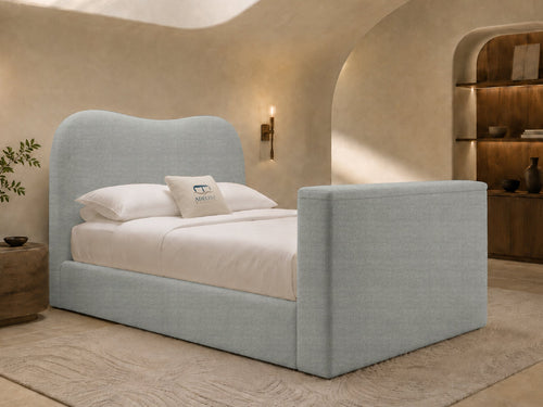 Aura Curve Storage TV Bed Set with End Lift – 54" Floor Standing Headboard
