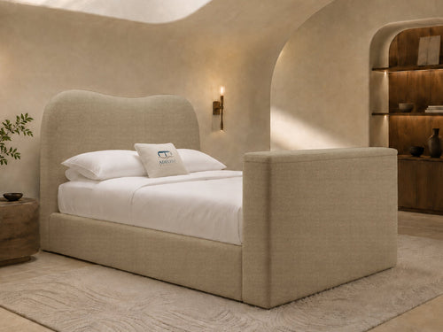 Aura Curve Storage TV Bed Set with End Lift – 54" Floor Standing Headboard