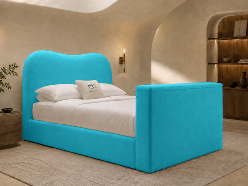 Aura Curve Storage TV Bed Set with End Lift – 54" Floor Standing Headboard