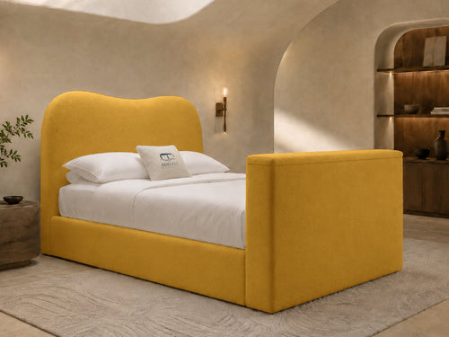 Aura Curve Storage TV Bed Set with End Lift – 54" Floor Standing Headboard