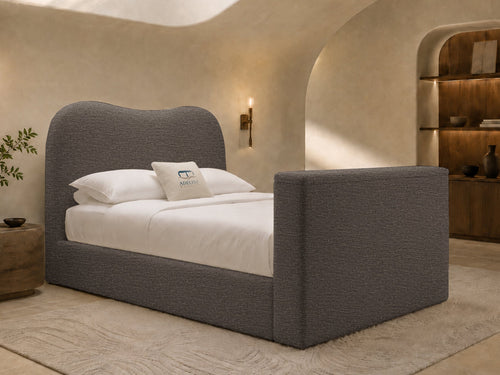 Aura Curve Storage TV Bed Set with End Lift – 54" Floor Standing Headboard
