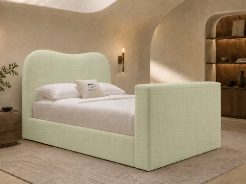 Aura Curve Storage TV Bed Set with End Lift – 60" Floor Standing Headboard