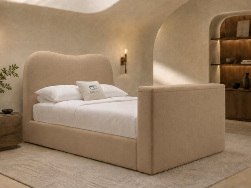 Aura Curve Storage TV Bed Set with End Lift – 60" Floor Standing Headboard