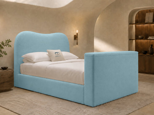 Aura Curve Storage TV Bed Set with End Lift – 60" Floor Standing Headboard