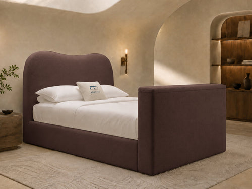 Aura Curve Storage TV Bed Set with End Lift – 60" Floor Standing Headboard