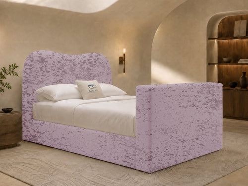 Aura Curve Storage TV Bed Set with End Lift – 60" Floor Standing Headboard