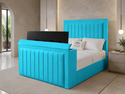Belmont Slim Storage TV Bed Set with End Lift – 48" Floor Standing Headboard
