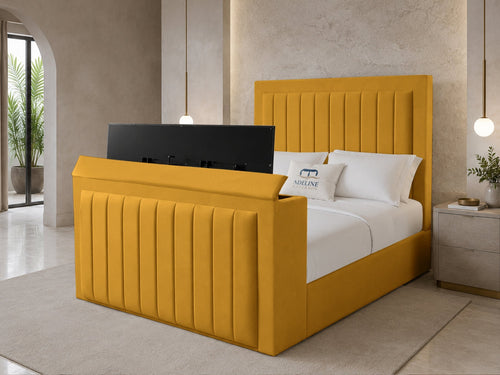 Belmont Slim Storage TV Bed Set with End Lift – 48" Floor Standing Headboard