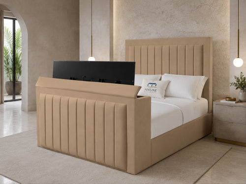 Belmont Slim Storage TV Bed Set with End Lift – 54" Floor Standing Headboard