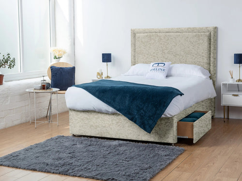 Bumper Bordered Panel Divan Bed Set with Storage Drawers, Floor Standing Headboard & Footboard