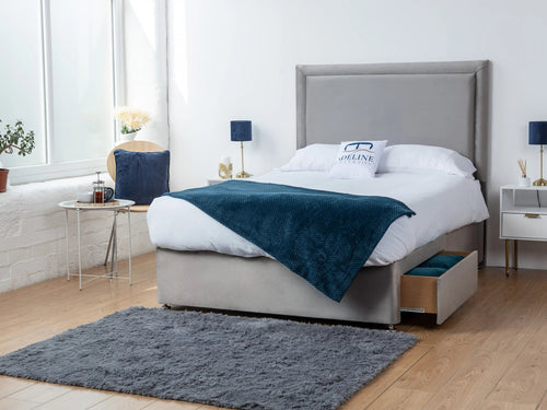 Bumper Bordered Panel Divan Bed Set with Storage Drawers, Floor Standing Headboard & Footboard