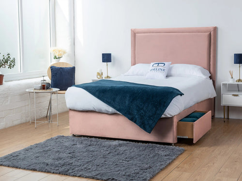Bumper Bordered Panel Divan Bed Set with Storage Drawers, Floor Standing Headboard & Footboard