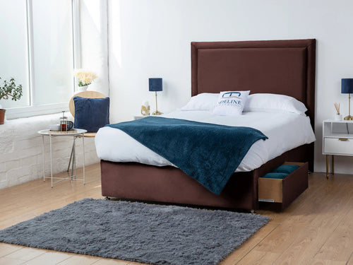 Bumper Bordered Panel Divan Bed Set with Storage Drawers, Floor Standing Headboard & Footboard