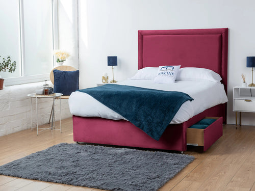 Bumper Bordered Panel Divan Bed Set with Storage Drawers, Floor Standing Headboard & Footboard