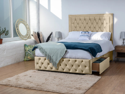 Buxton Button-Tufted Wingback Divan Bed Set with Storage Drawers, Floor Standing Headboard & Footboard
