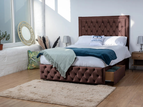 Buxton Button-Tufted Wingback Divan Bed Set with Storage Drawers, Floor Standing Headboard & Footboard