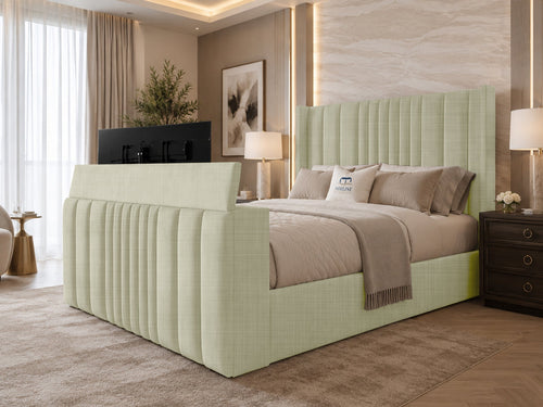 Carlton Wrap Wing Storage TV Bed Set with End Lift – 48" Floor Standing Headboard