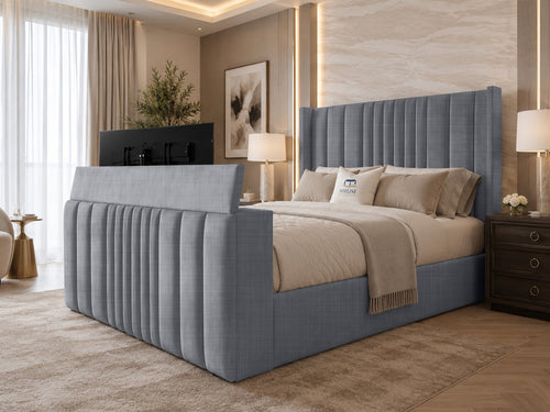 Carlton Wrap Wing Storage TV Bed Set with End Lift – 48" Floor Standing Headboard