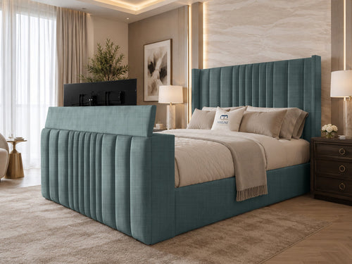 Carlton Wrap Wing Storage TV Bed Set with End Lift – 48" Floor Standing Headboard